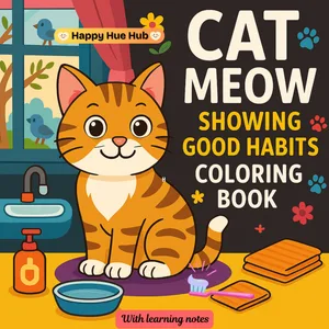 Cat Meow Good Habits Coloring Book Cover