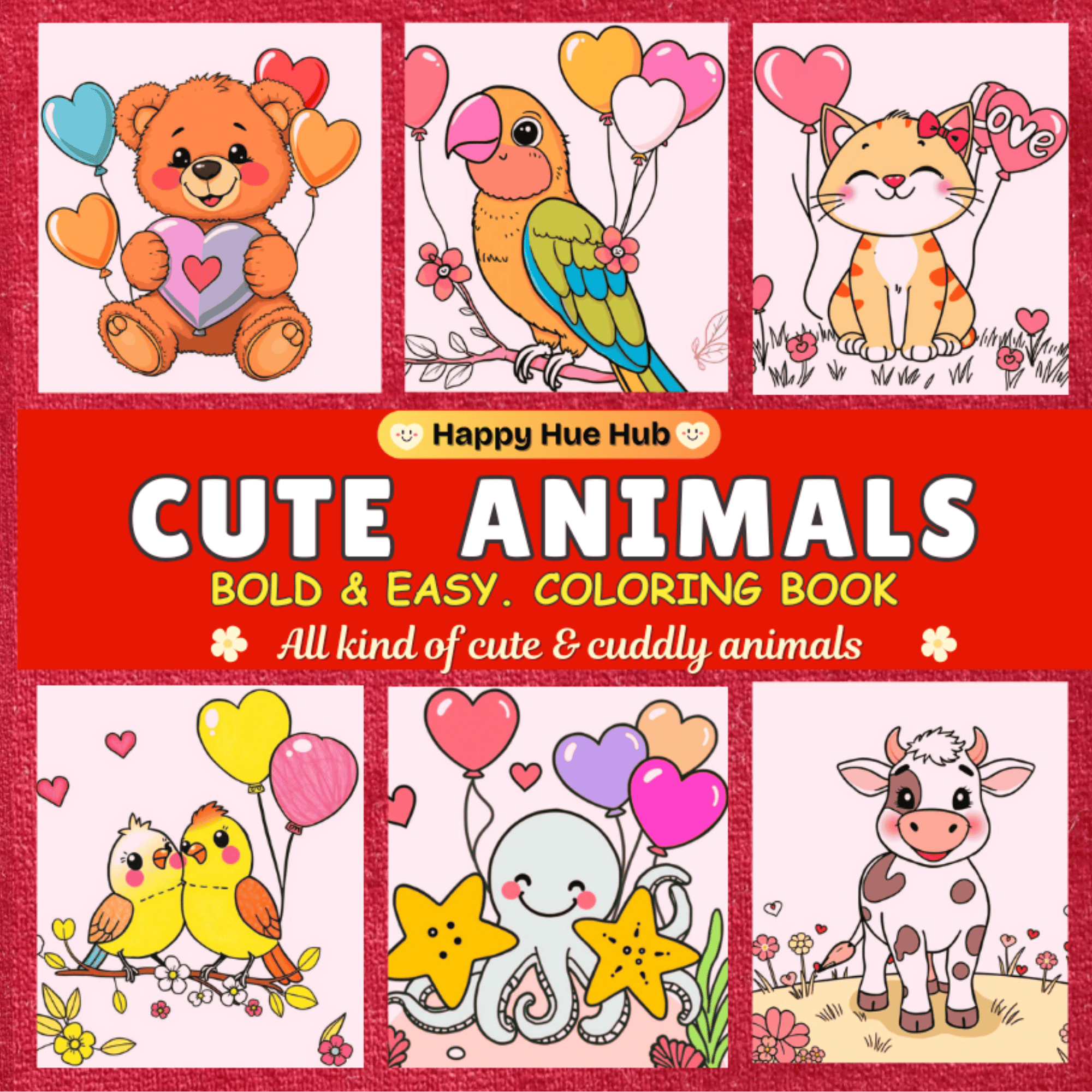 Cute Animals Coloring Book Cover